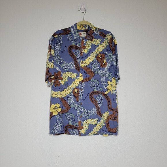 Hilo Hattie Mens Short Sleeve Shirt Blue Floral‎ Size M - Picture 6 of 8